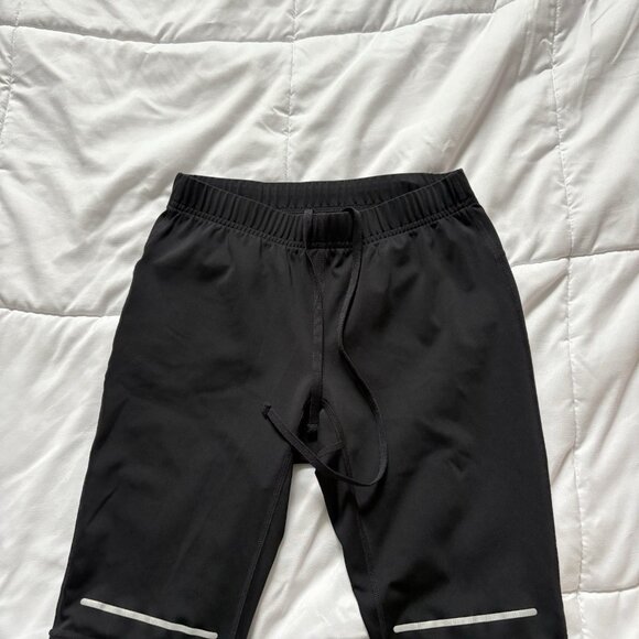ASICS Running Tights Pants Mens Small Black Reflective Trim Zip Ankle Pocket - Picture 3 of 9